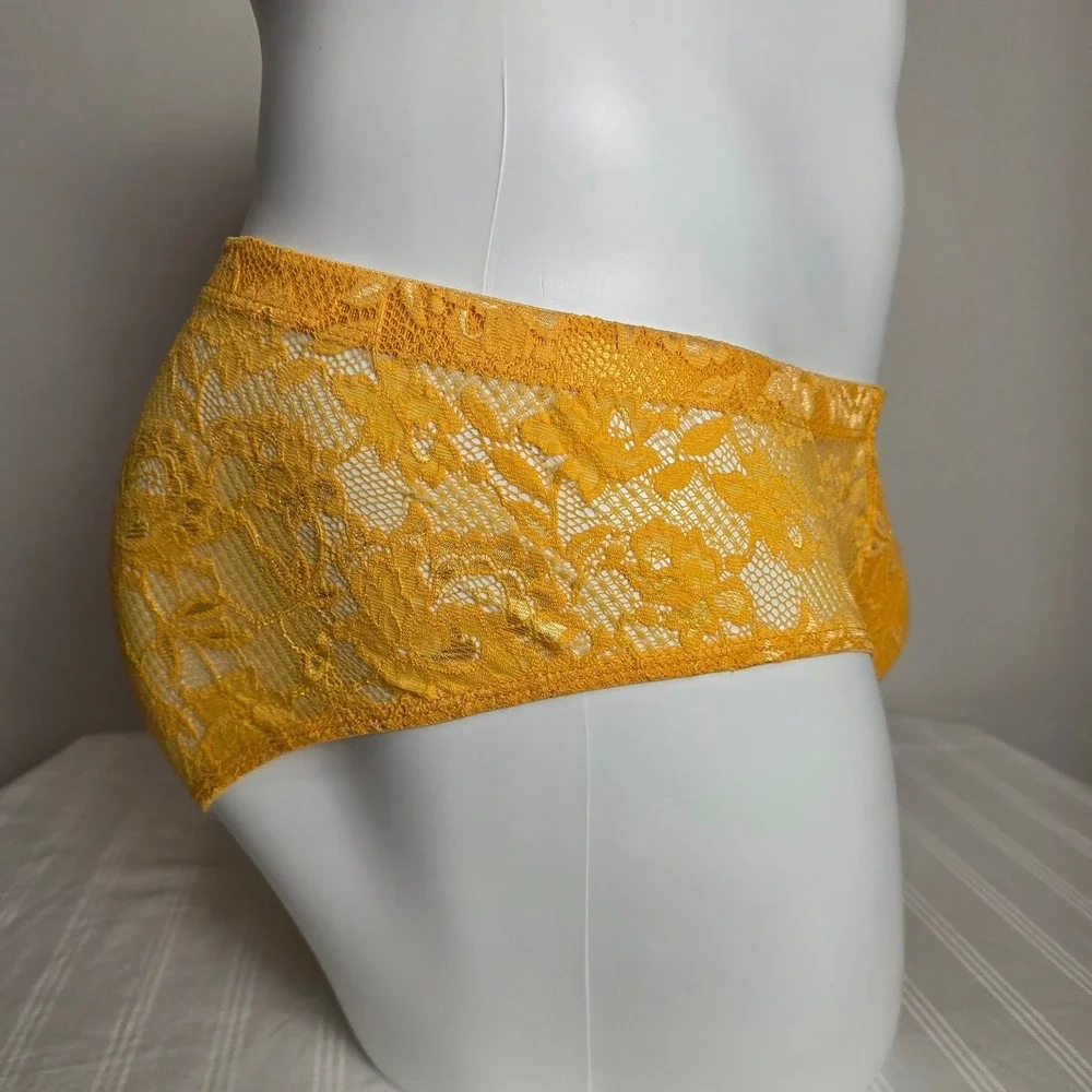 Cosabella Mens‎ Mustard Yellow Floral Lace Briefs Intimate Underwear Sheer